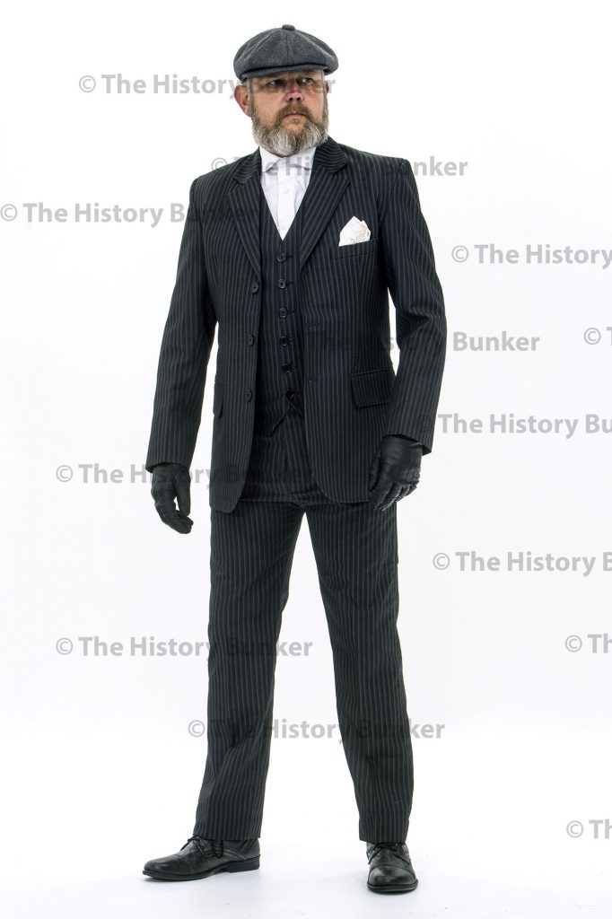 Edwardian Mens Suit – pin stripe – The History Bunker Ltd